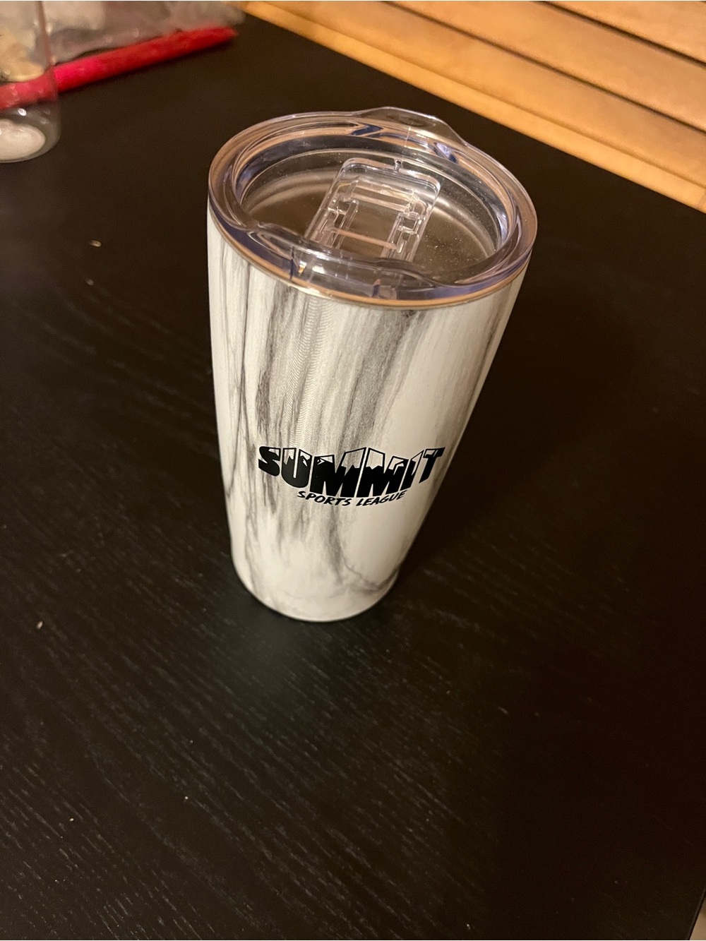 White Marble Travel Tumbler with Clear Lid